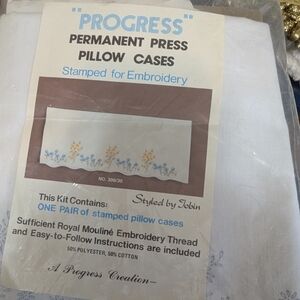 Pillowcase Stamped Embroidery Progress